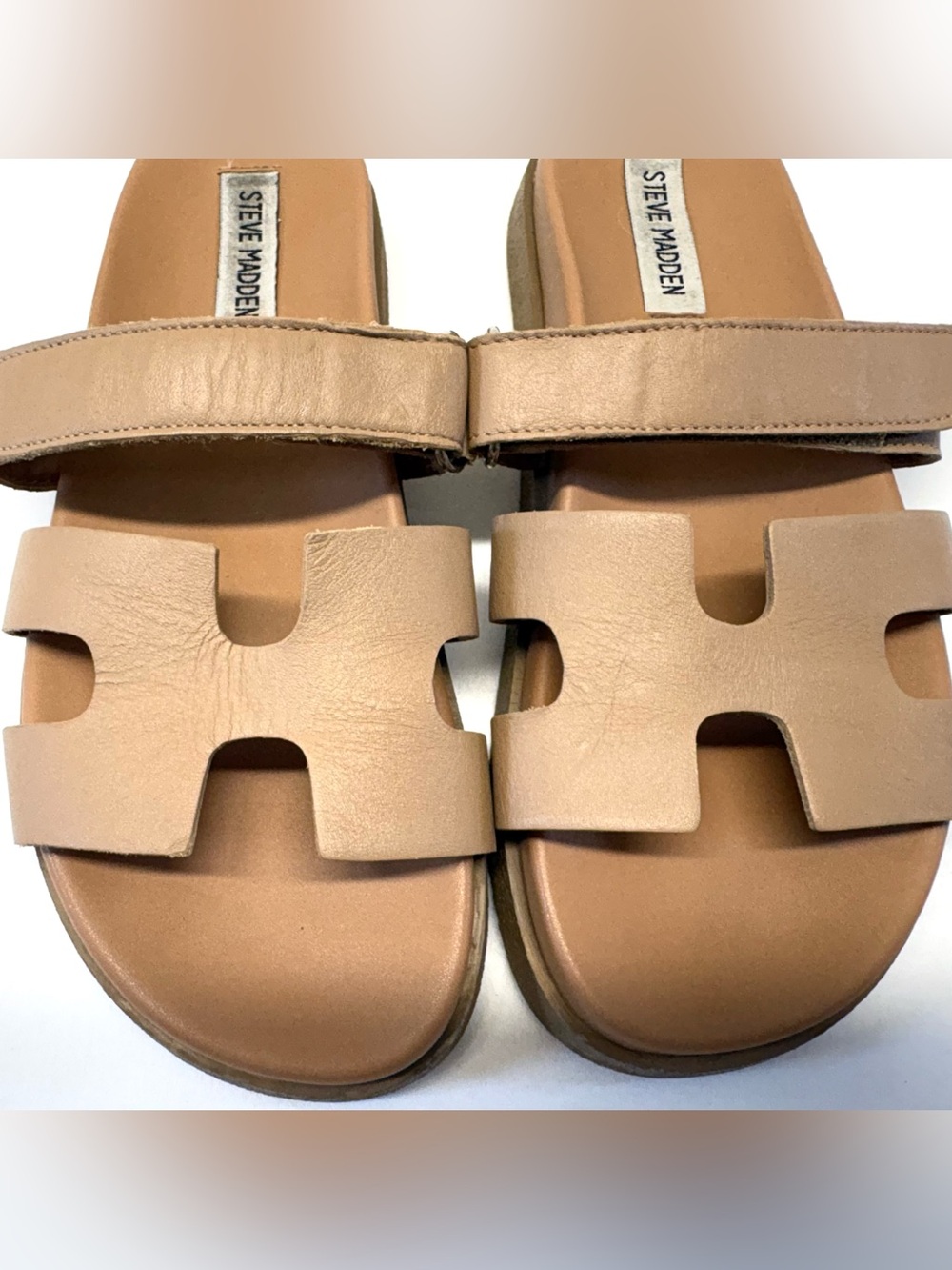 Steve Madden Tan Leather Slide Sandals Size 7